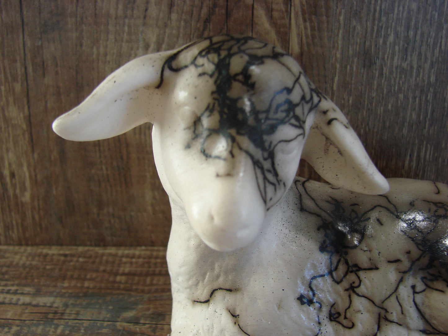 Native American Pottery Horse Hair Lamb Sculpture by Vail