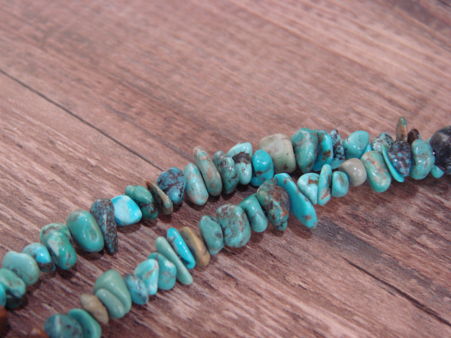 Native American Sterling Silver 36" Turquoise Nugget Stone Necklace by Coriz