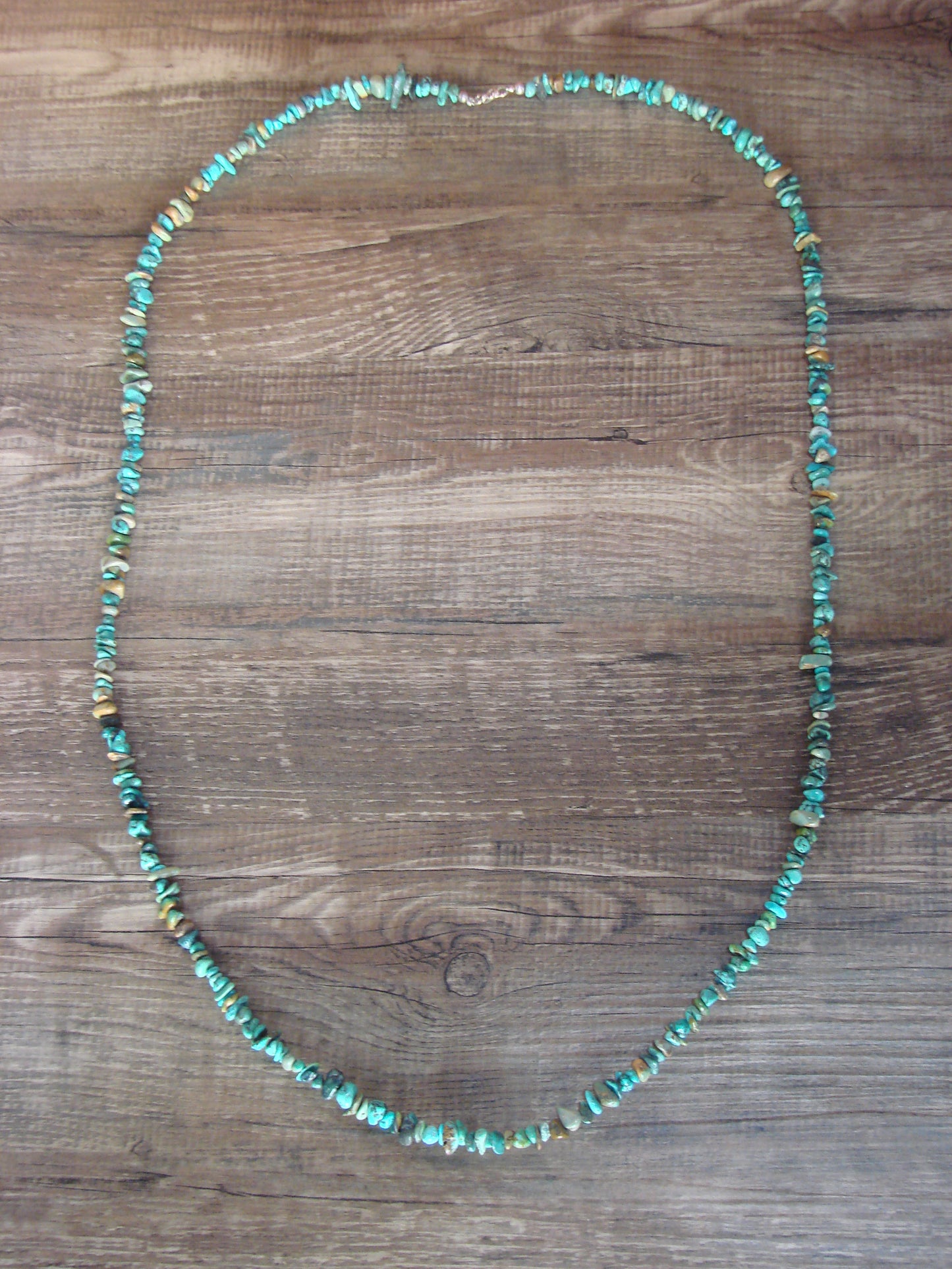 Native American Sterling Silver 36" Turquoise Nugget Stone Necklace by Coriz