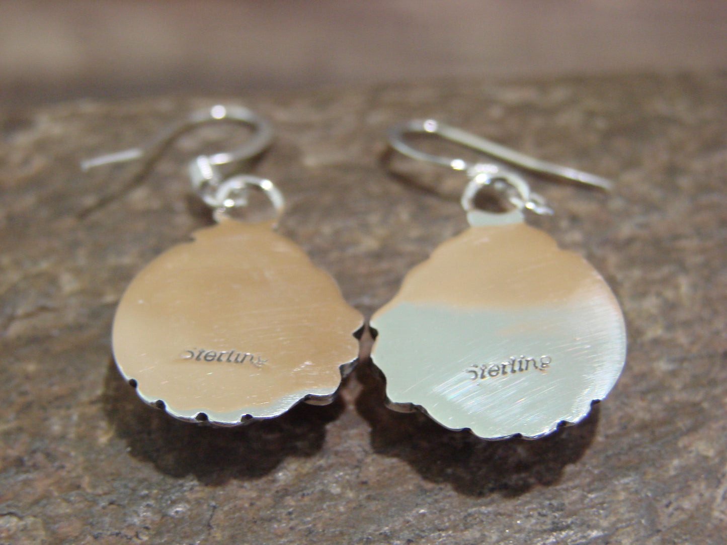 Navajo Indian Sterling Silver & Howlite Dangle Earrings by Delores Cadman