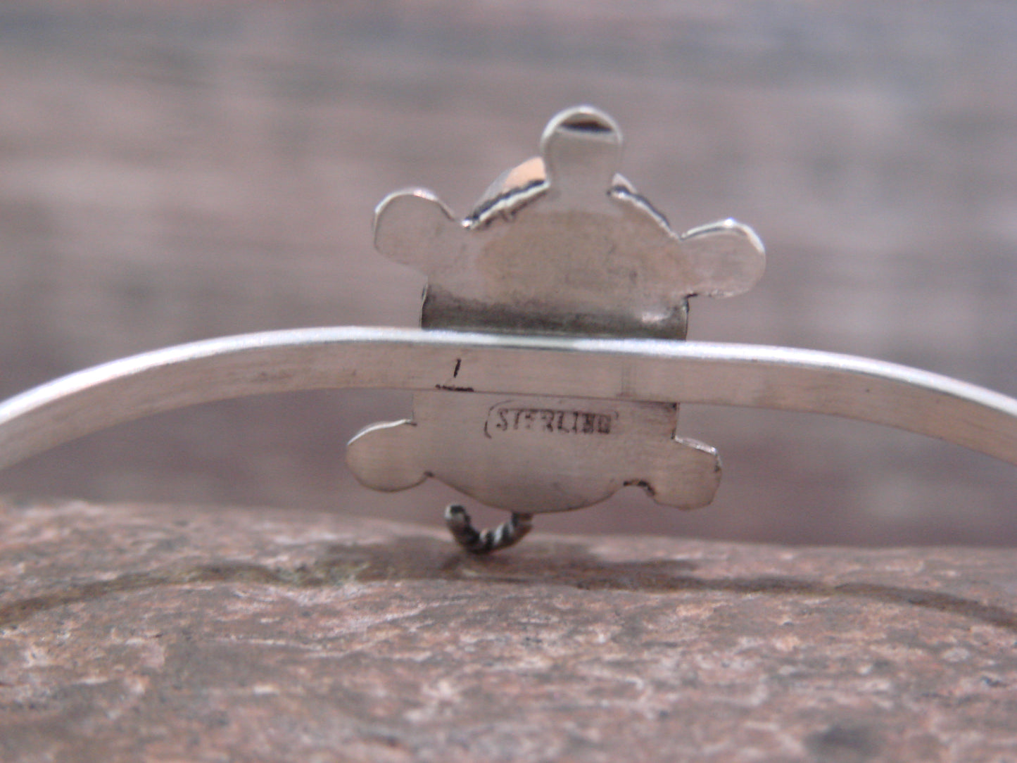 Native American Zuni Indian Sterling Silver & Green Opal Turtle Bracelet - Hustito