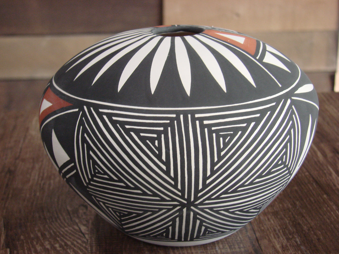 Native American Acoma Pueblo Fine Line Hand Painted Pottery by Victorino