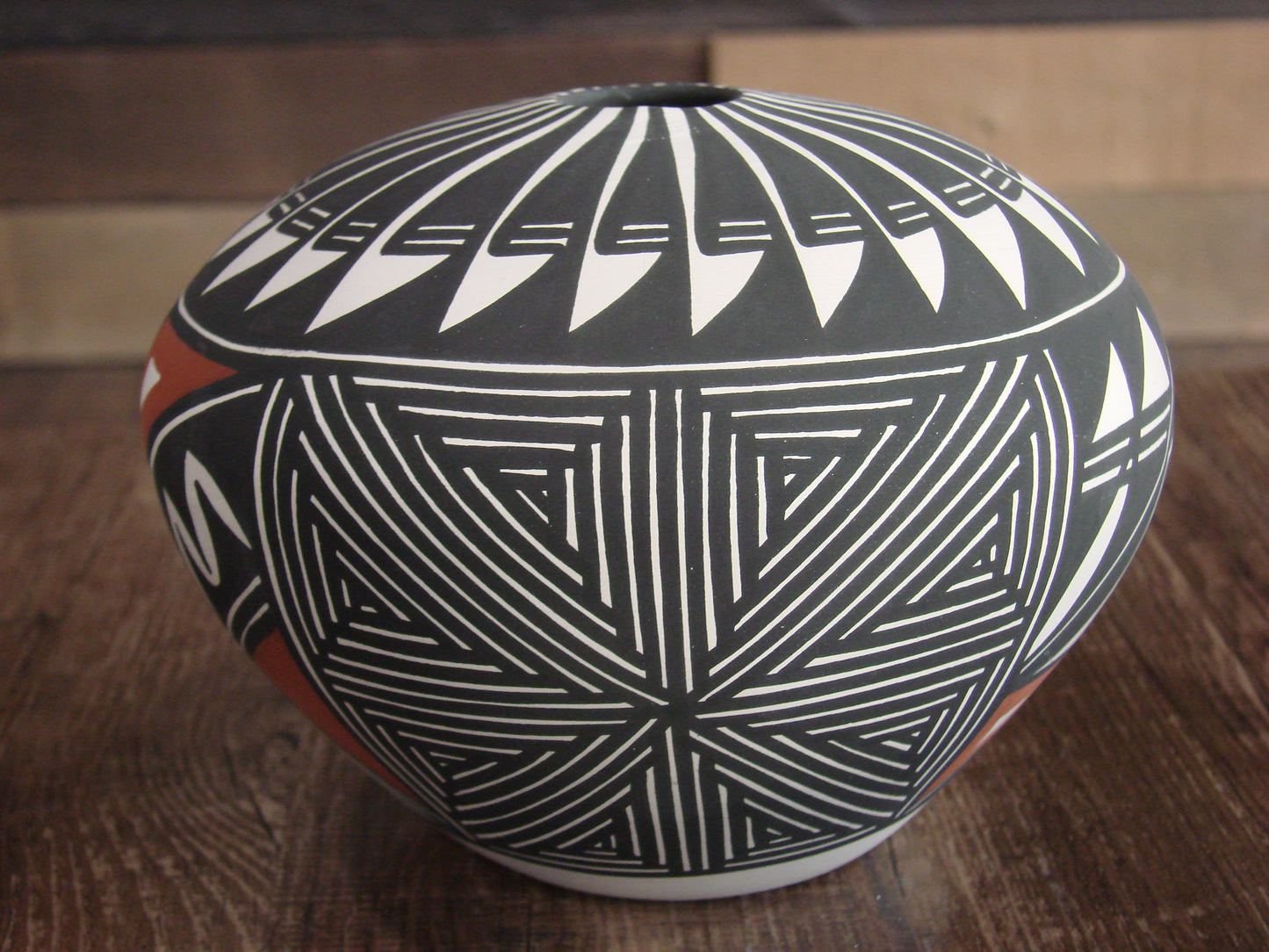 Native American Acoma Pueblo Fine Line Hand Painted Pottery by Victorino