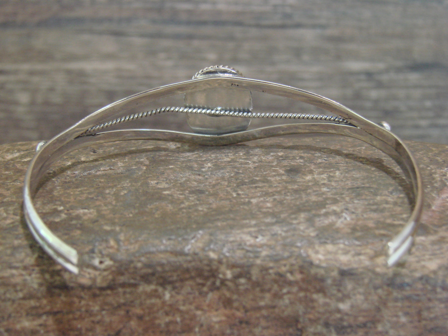 Native American Navajo Indian Sterling Silver & White Opal Bracelet by Saunders