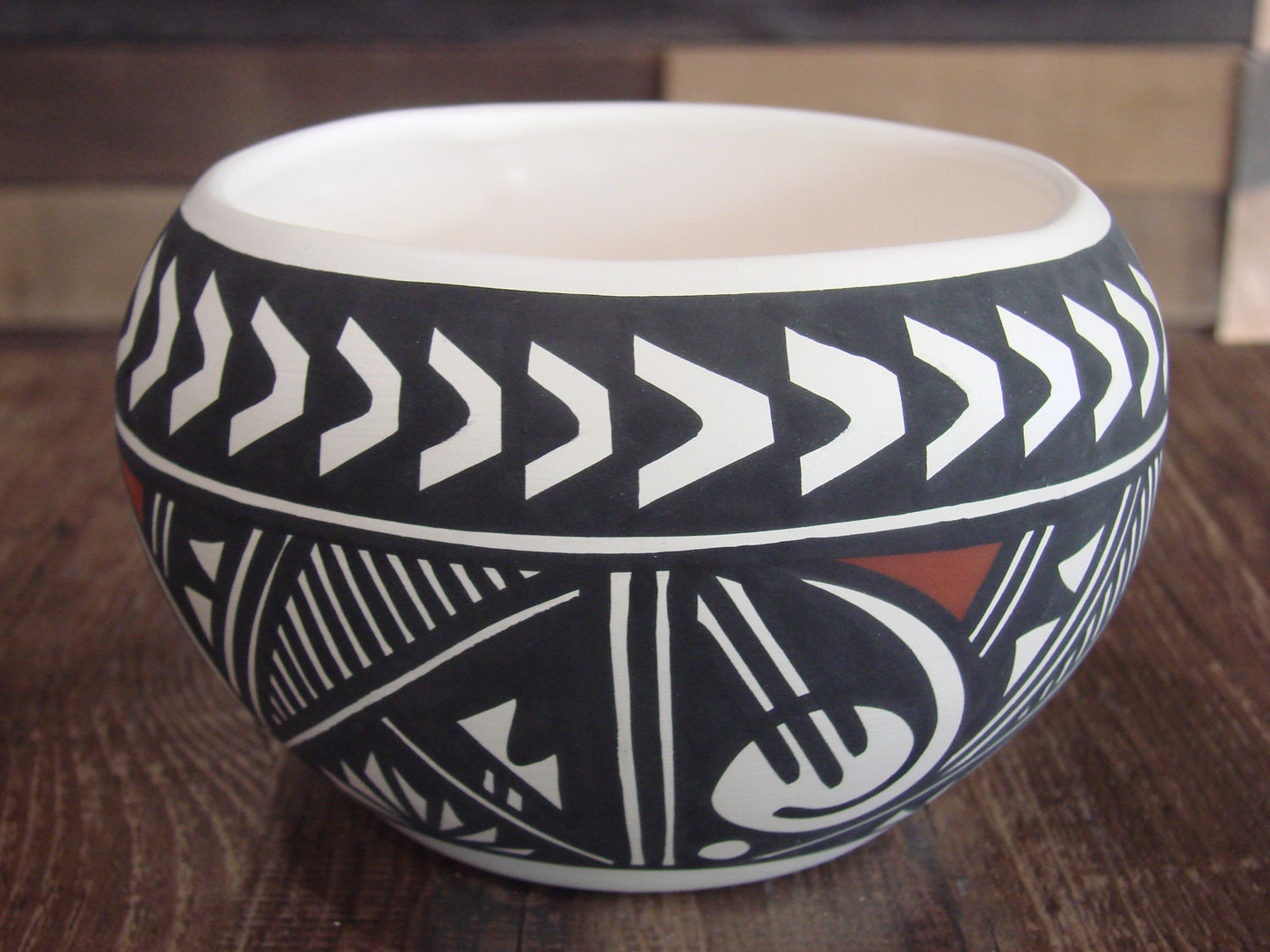 Native American Fine Line Hand Painted Pottery by L. Vallo