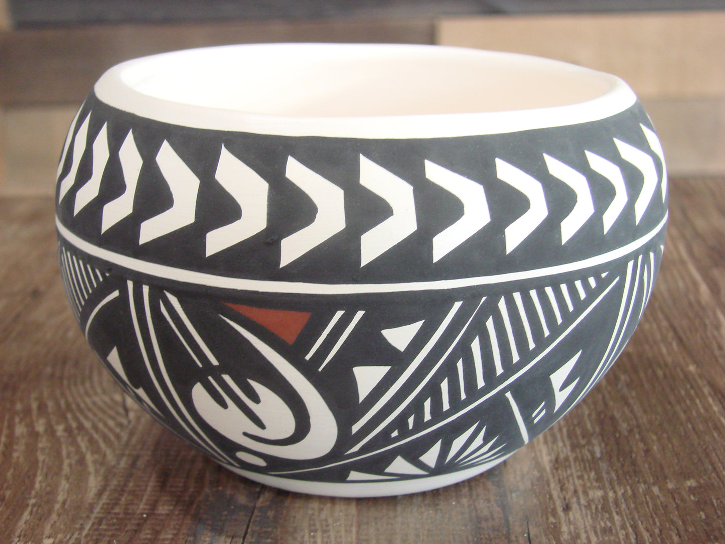Native American Fine Line Hand Painted Pottery by L. Vallo