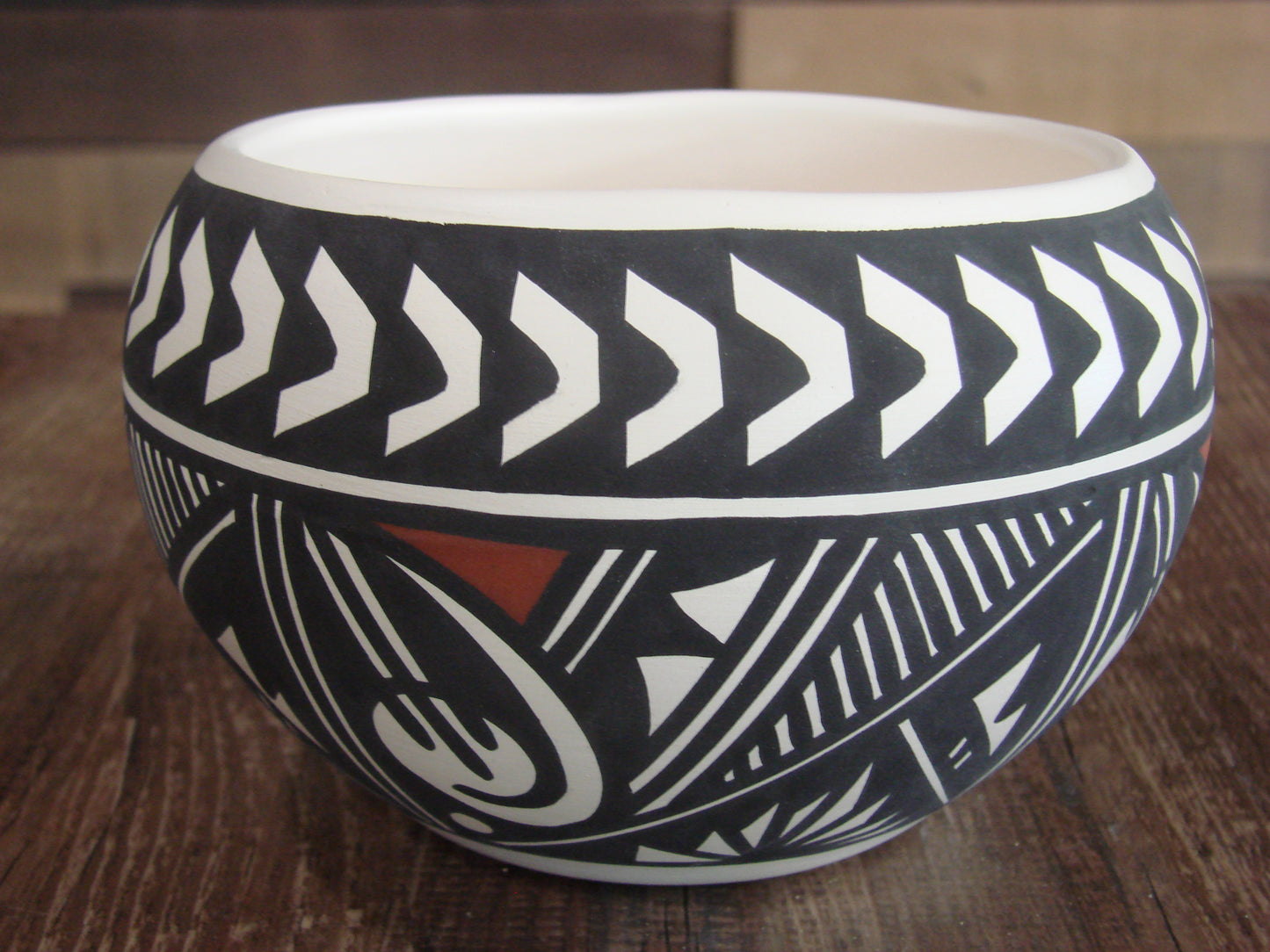 Native American Fine Line Hand Painted Pottery by L. Vallo
