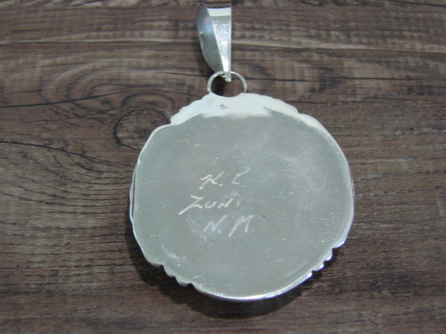 Large Zuni Indian Sterling Silver & Turquoise Pendant - Calavaza