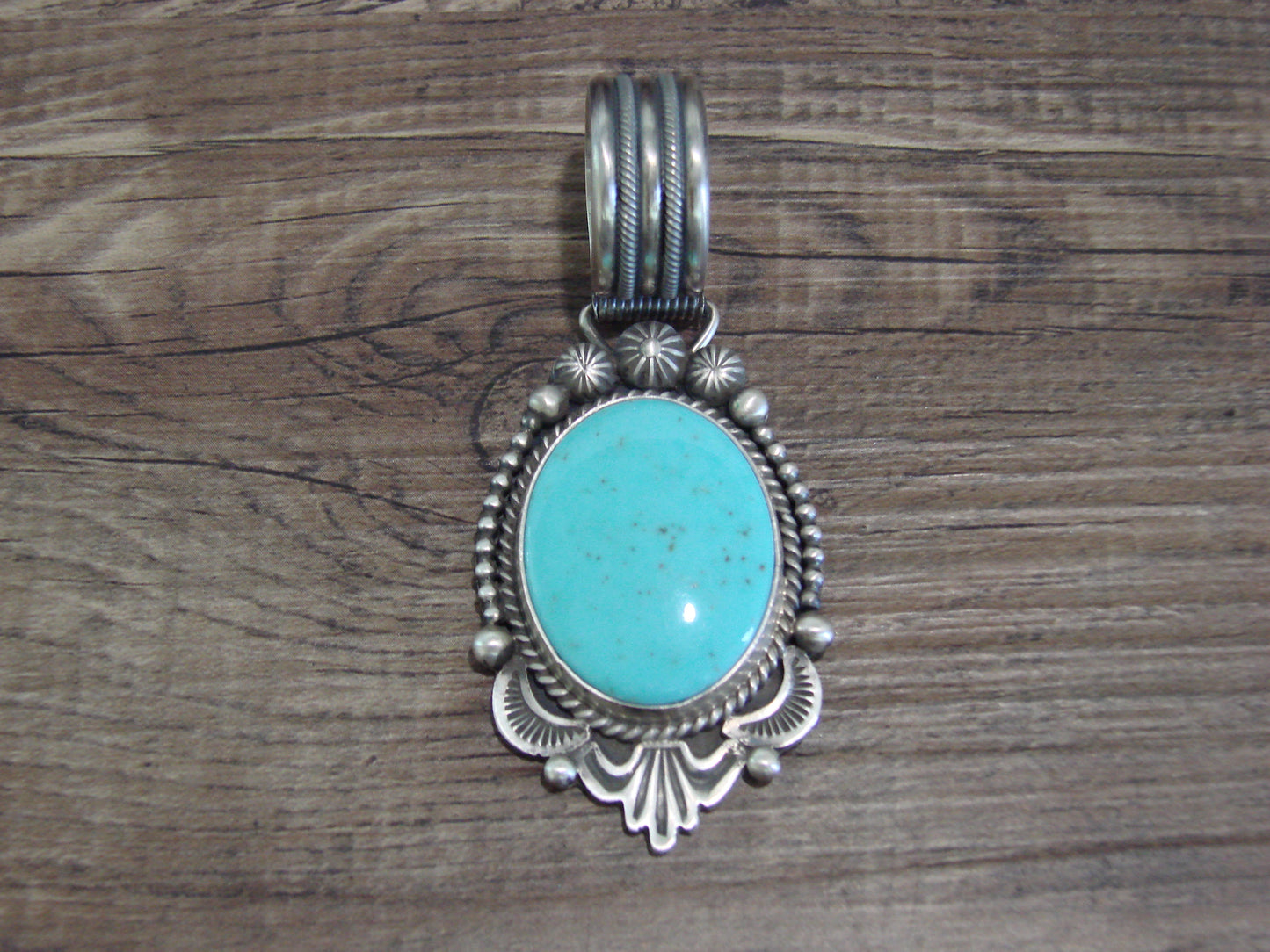 Native American Indian Sterling Silver & Turquoise Pendant - Calladitto