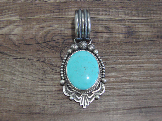 Native American Indian Sterling Silver & Turquoise Pendant - Calladitto