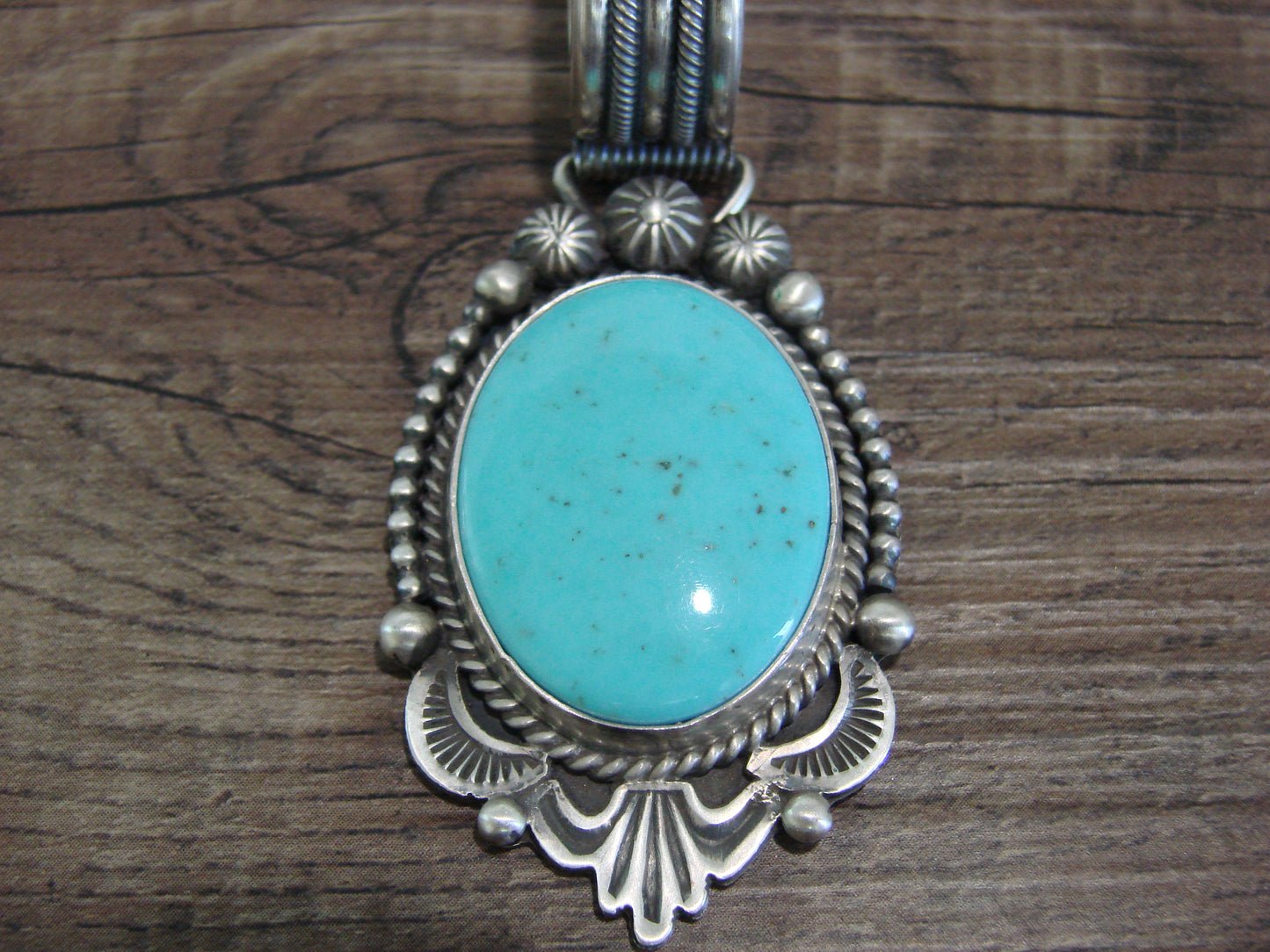 Native American Indian Sterling Silver & Turquoise Pendant - Calladitto