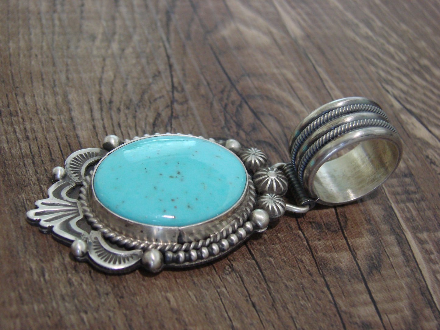 Native American Indian Sterling Silver & Turquoise Pendant - Calladitto