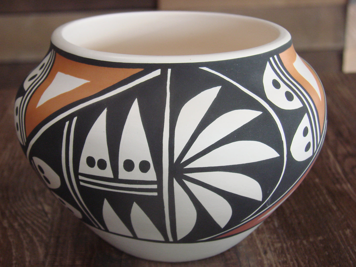 Native American Fine Line Hand Painted Pottery by L. Joe