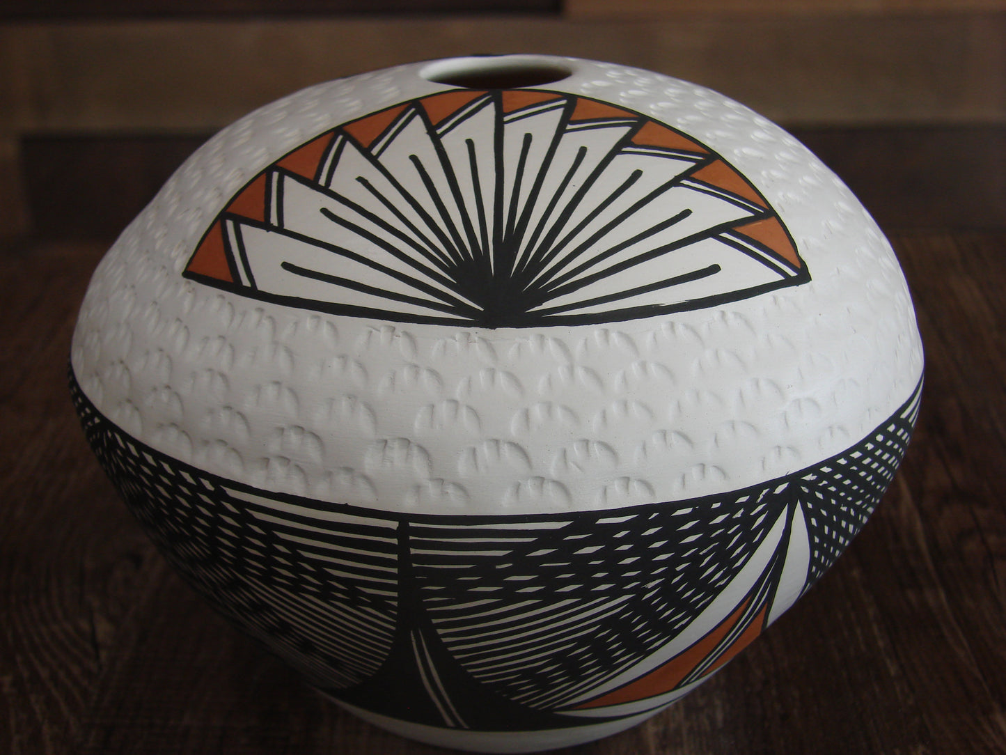 Native American Acoma Fine Line Hand Painted Pottery by B. Garcia