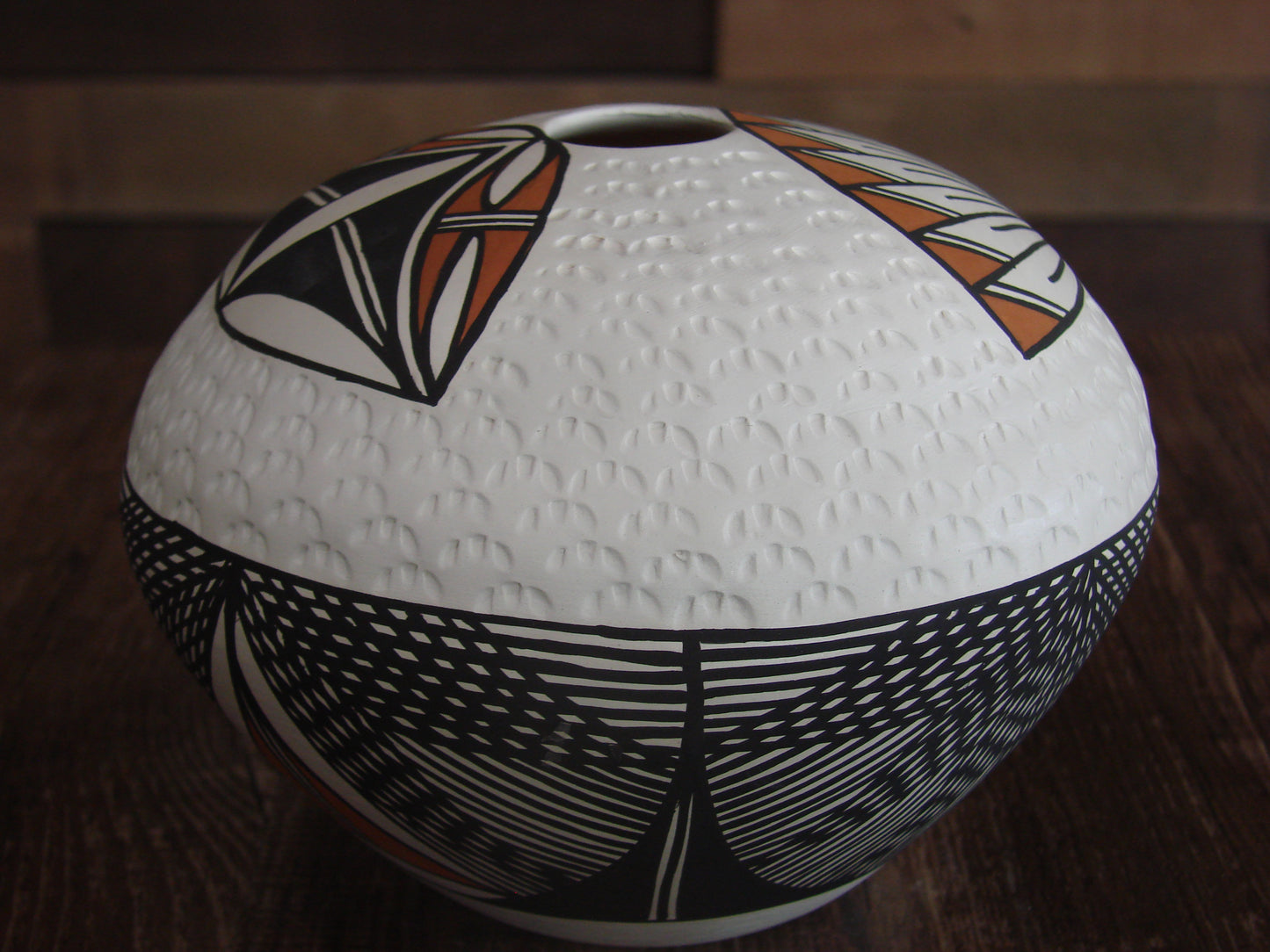 Native American Acoma Fine Line Hand Painted Pottery by B. Garcia