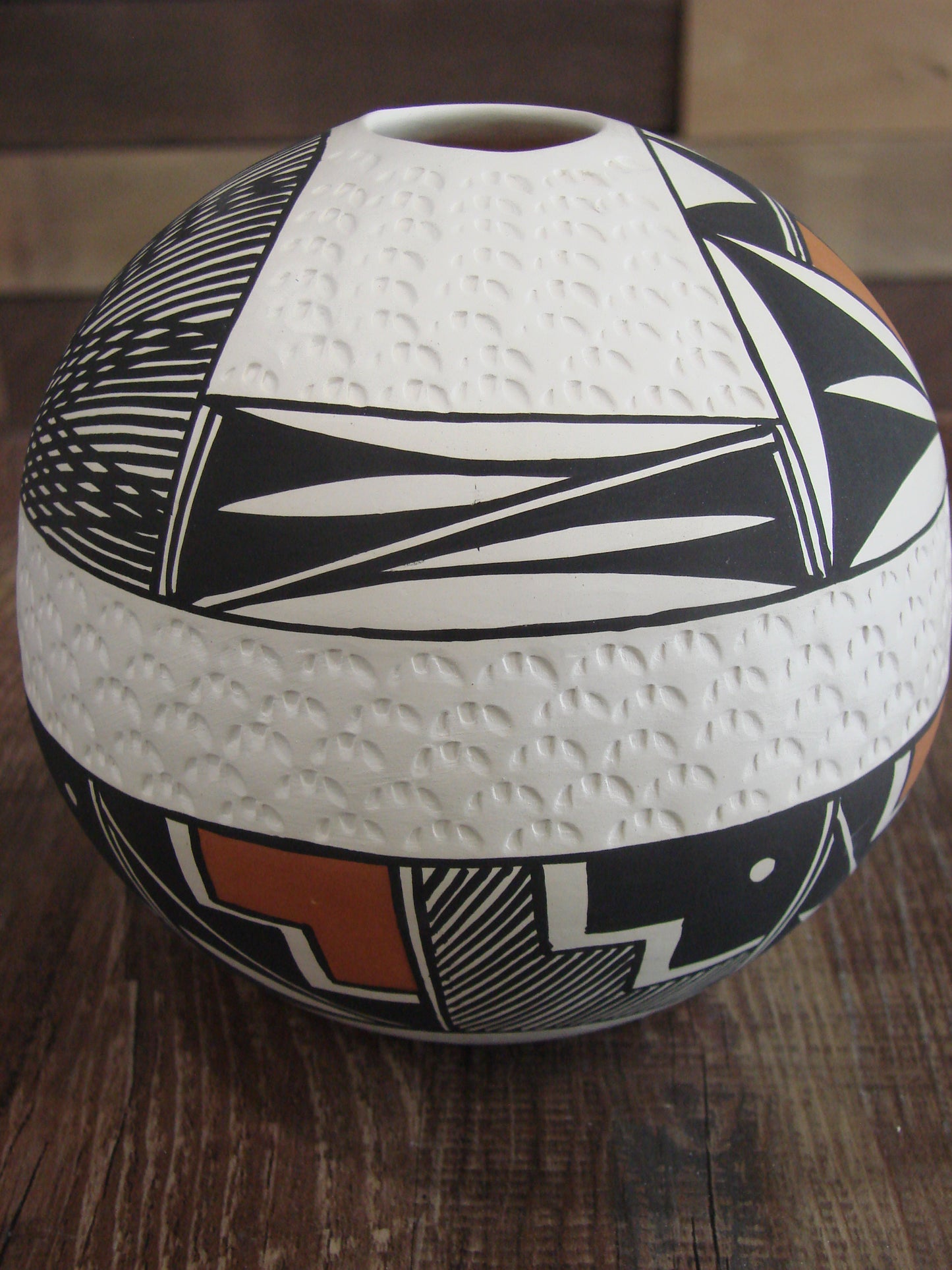 Native American Acoma Fine Line Hand Painted Pottery by B. Garcia