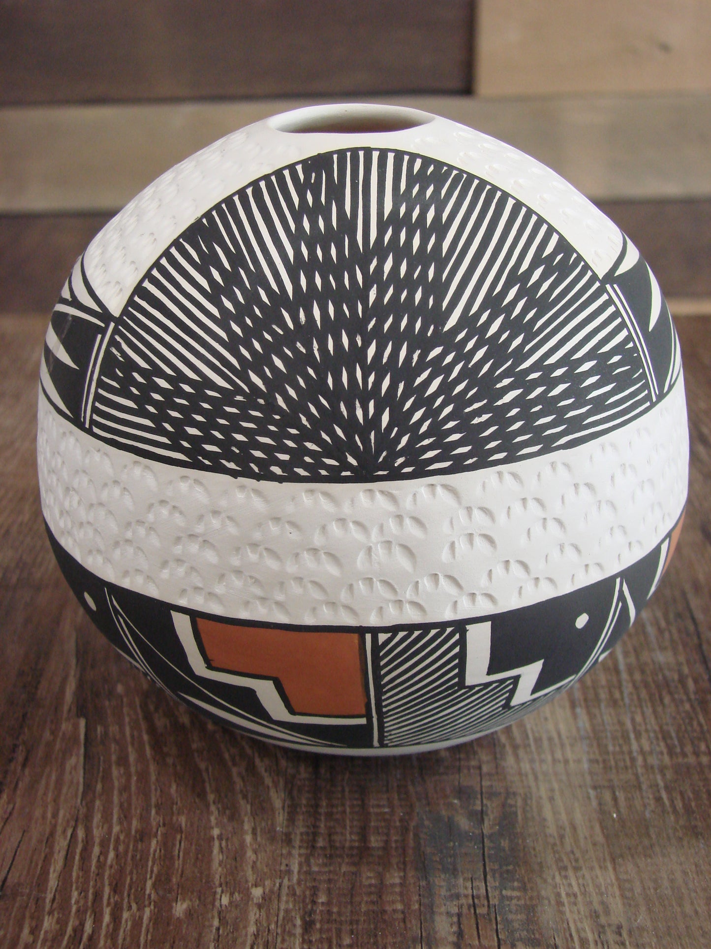 Native American Acoma Fine Line Hand Painted Pottery by B. Garcia