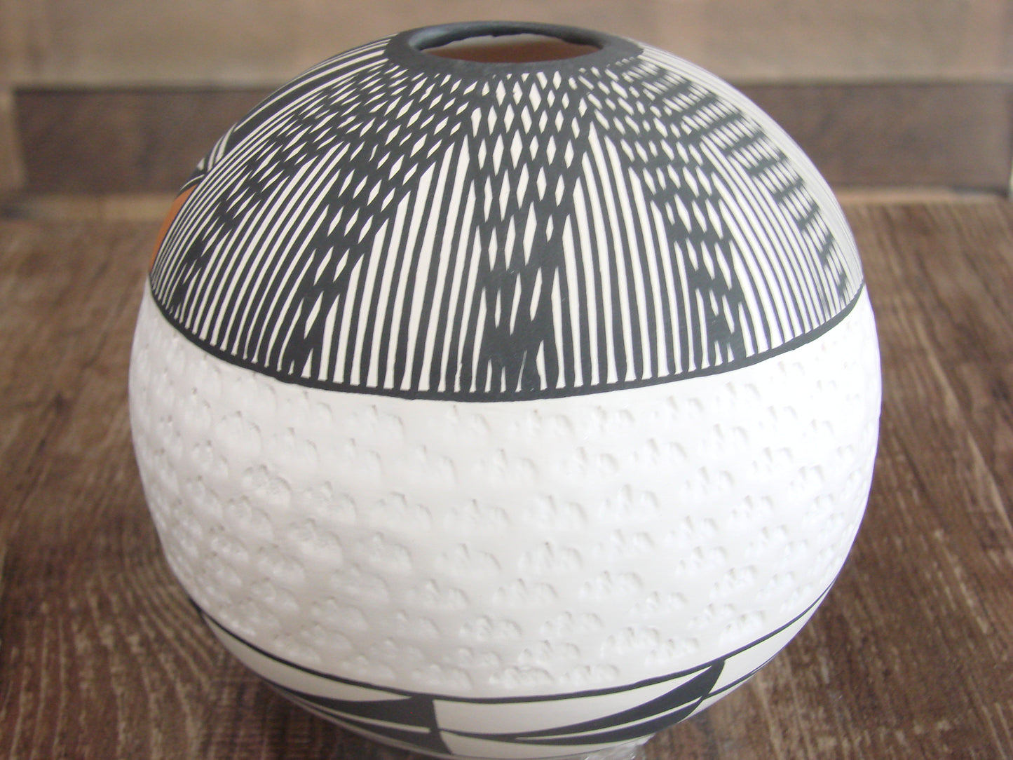 Native American Acoma Fine Line Hand Painted Pottery by B. Garcia