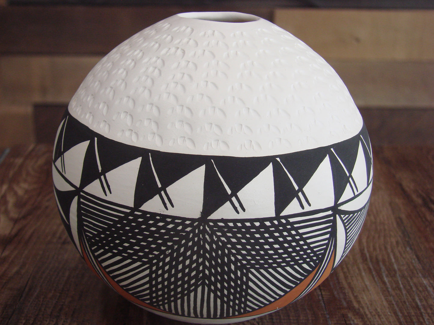 Native American Acoma Fine Line Hand Painted Pottery by B. Garcia