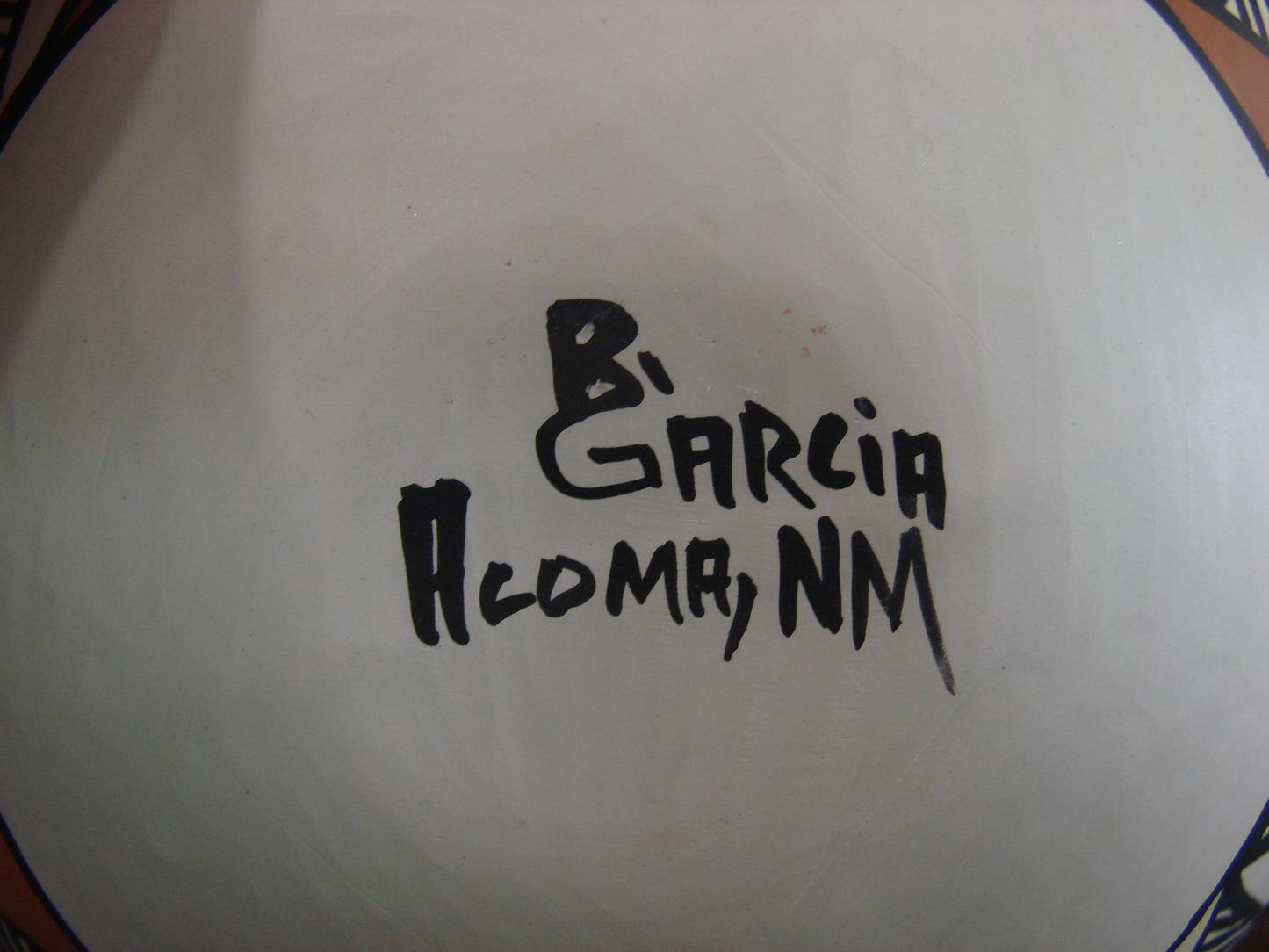 Native American Acoma Fine Line Hand Painted Pottery by B. Garcia