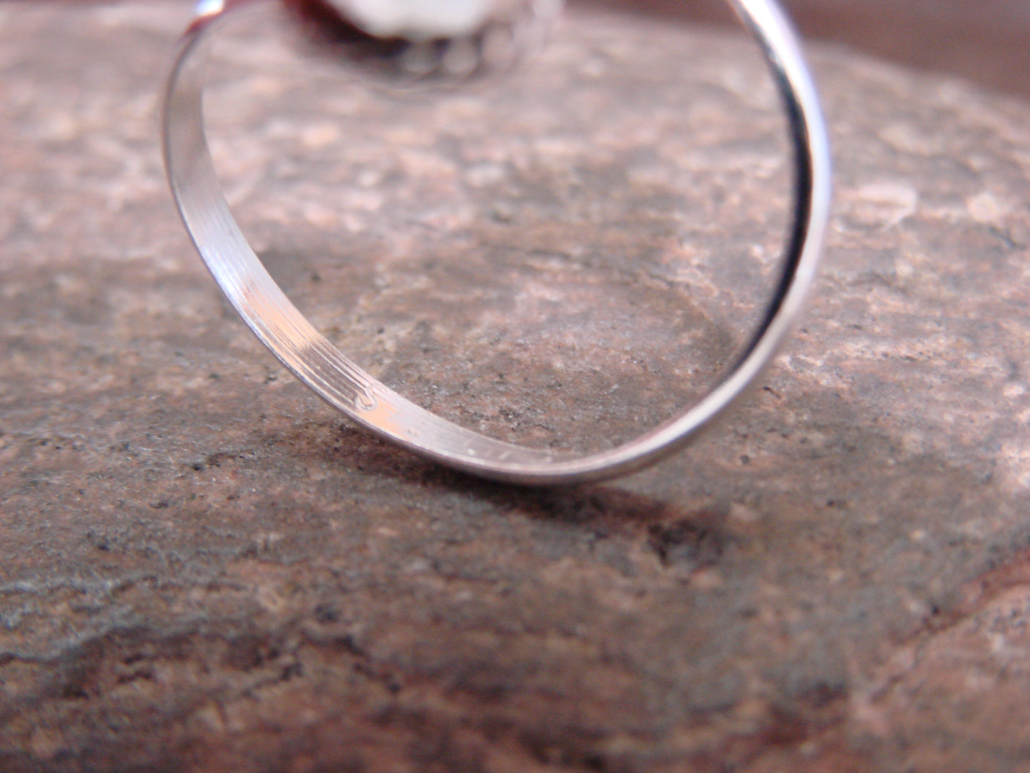 Native American Sterling Silver & Pink Opal Ring - Size 6.5 - White