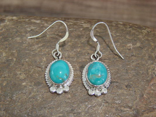 Native American Indian Sterling Silver & Turquoise Dangle Earrings by McCarthy