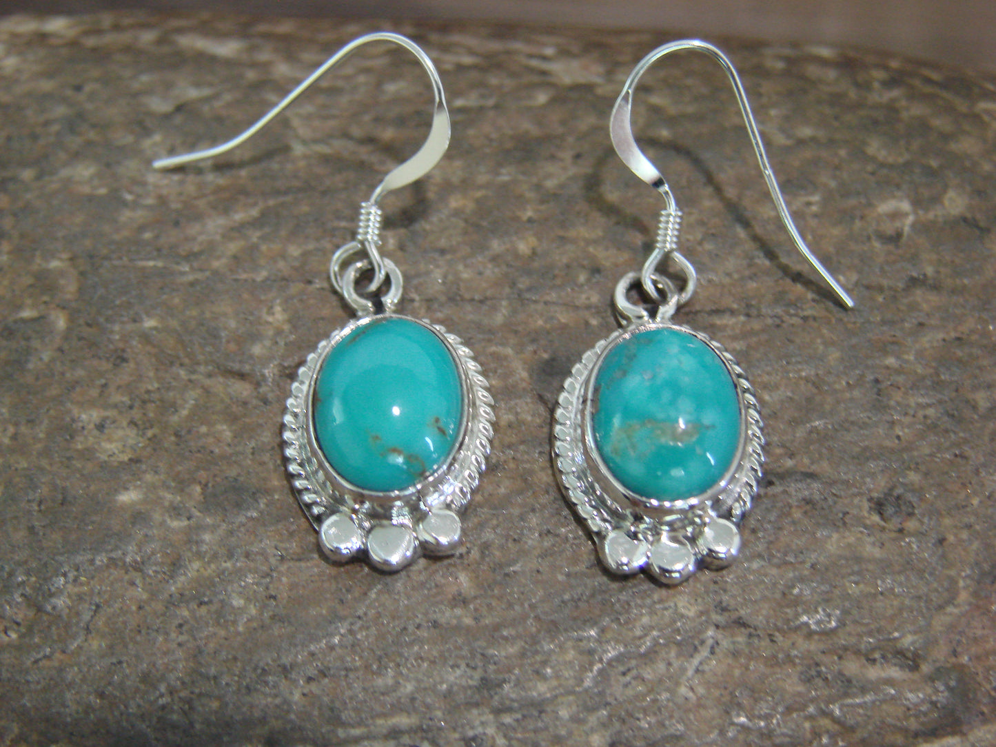 Native American Indian Sterling Silver & Turquoise Dangle Earrings by McCarthy