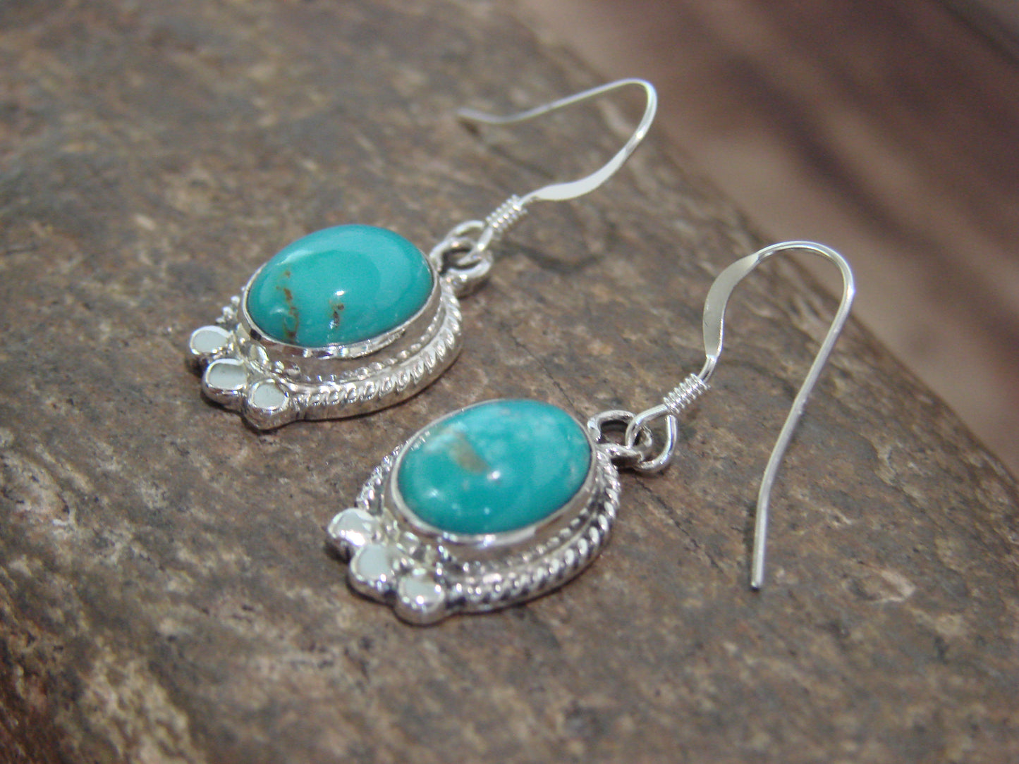 Native American Indian Sterling Silver & Turquoise Dangle Earrings by McCarthy