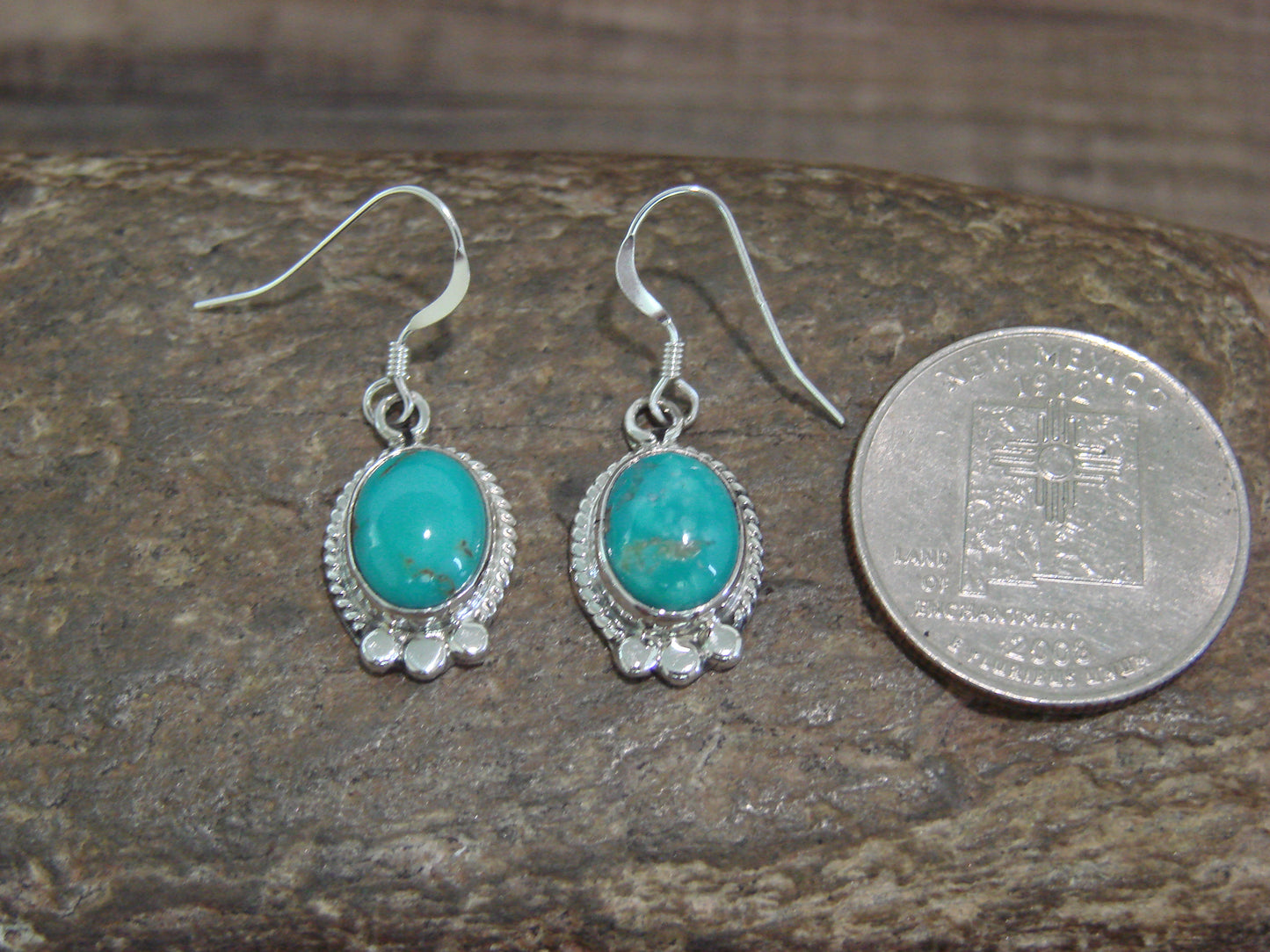 Native American Indian Sterling Silver & Turquoise Dangle Earrings by McCarthy