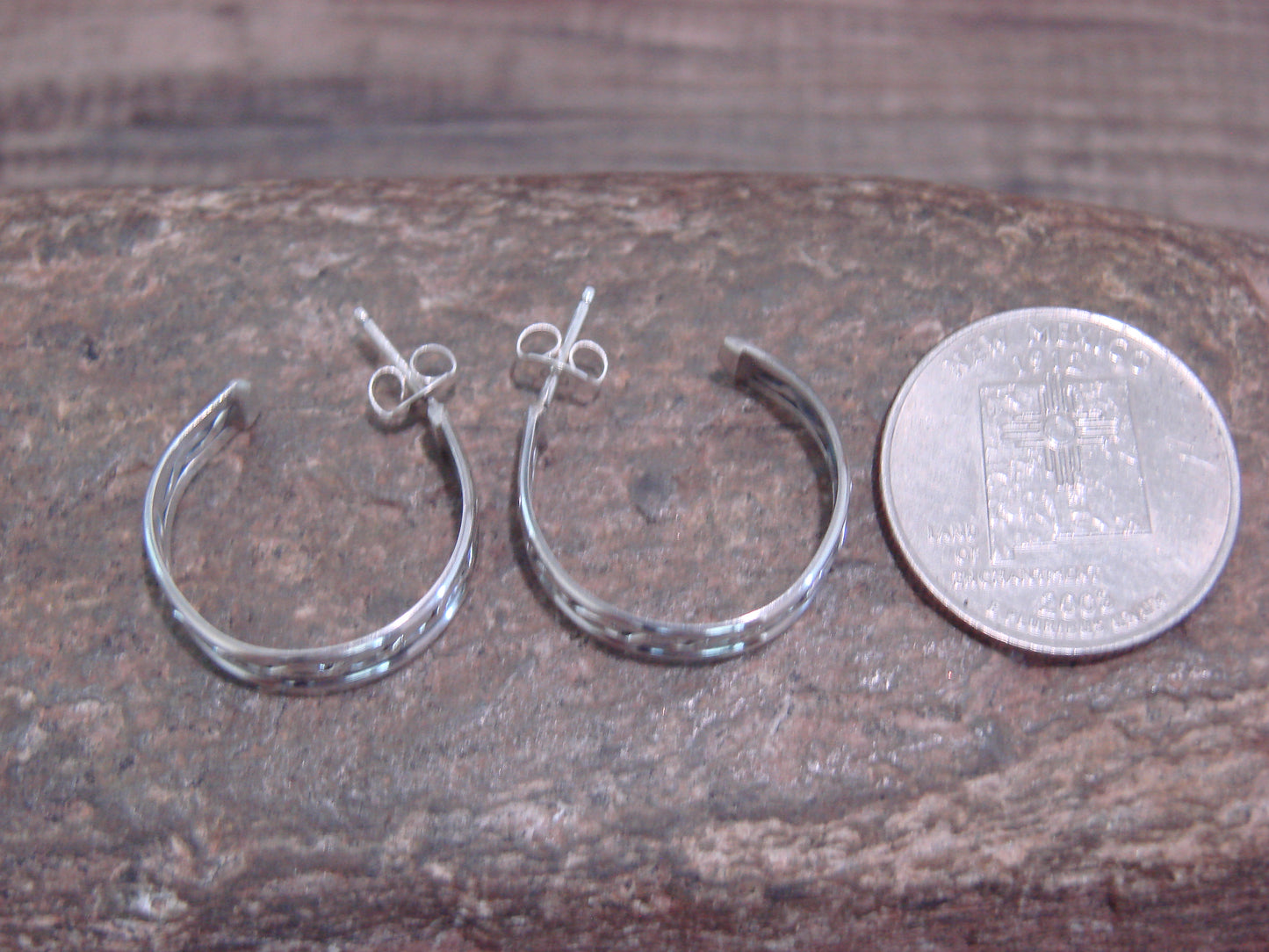 Native American Indian Sterling Silver 3/4" Twisted Hoop Earrings by Tsosie