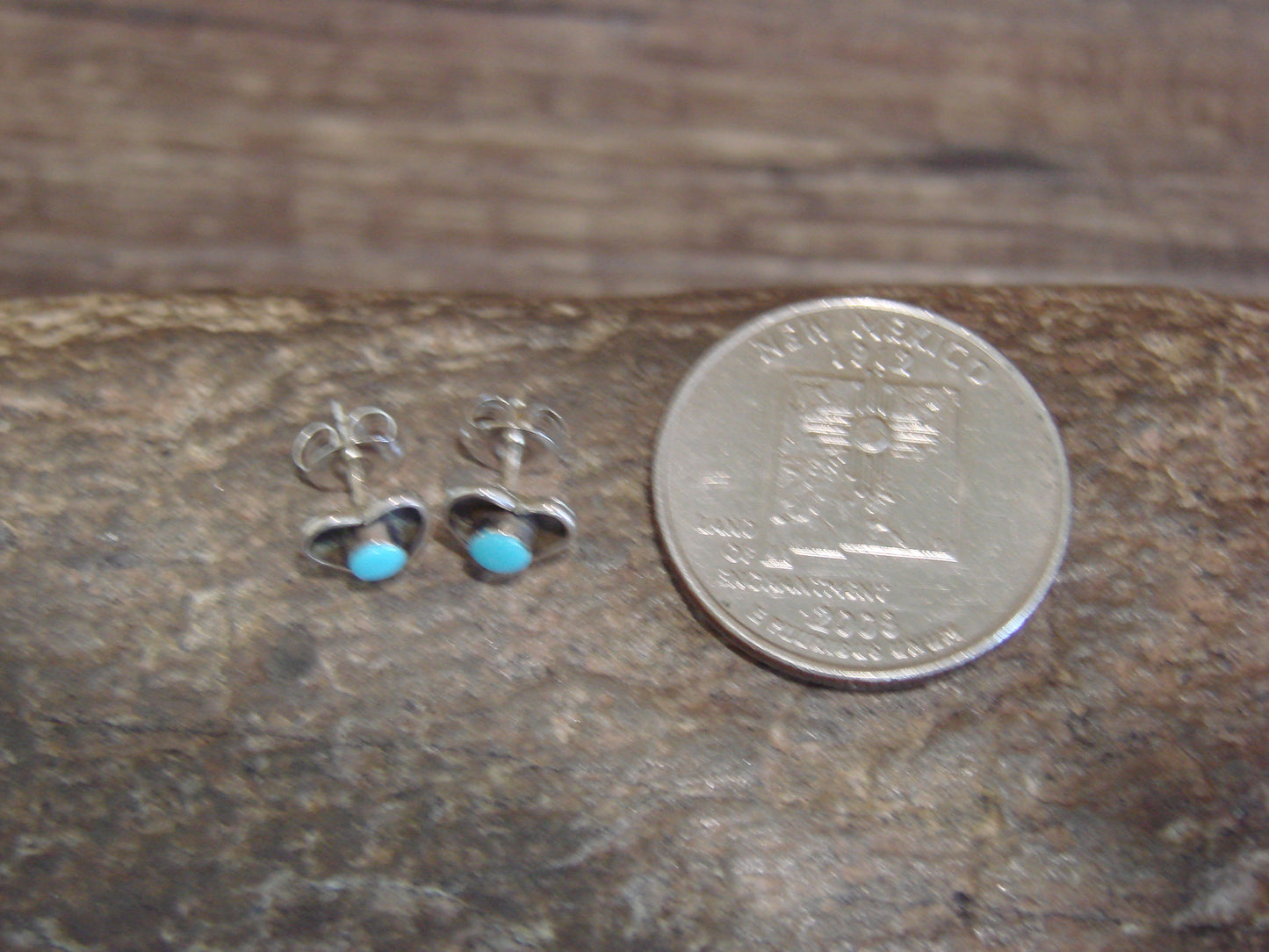 Native American Indian Sterling Silver Turquoise Heart Stud Post Earrings - Neha