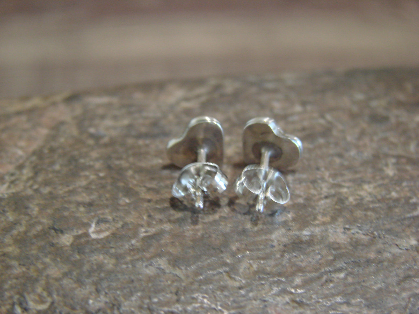 Native American Indian Sterling Silver Turquoise Heart Stud Post Earrings - Neha
