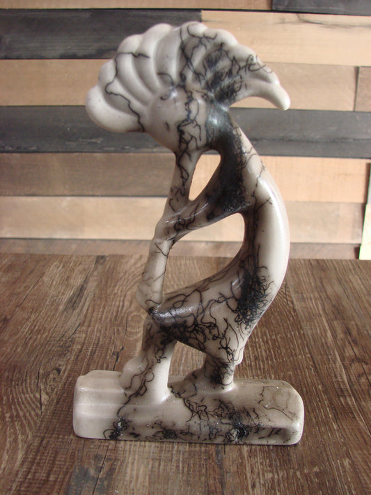 Native American Pottery Horse Hair Kokopelli Sculpture by Vail