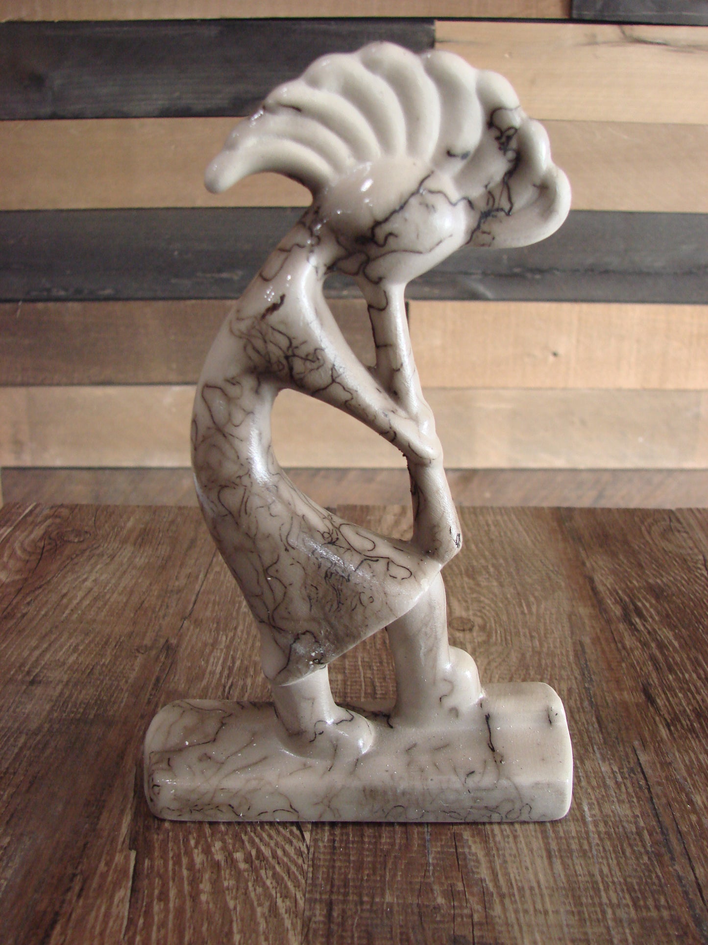 Native American Pottery Horse Hair Kokopelli Sculpture by Vail