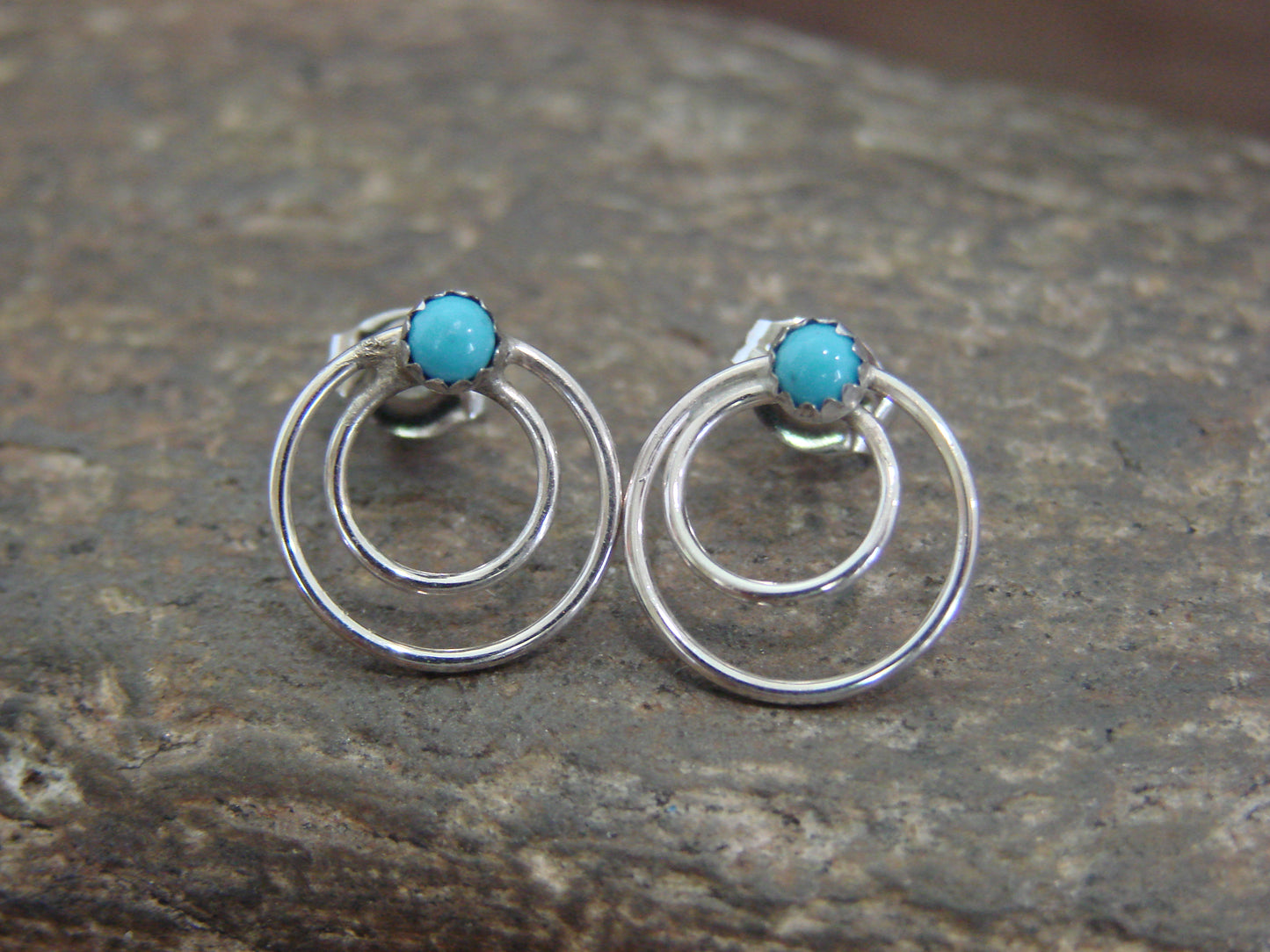 Native American Sterling Silver & Turquoise Post Earrings - Bitsie