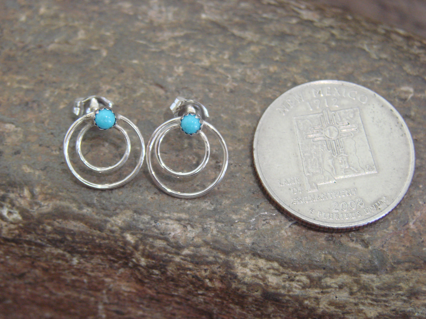 Native American Sterling Silver & Turquoise Post Earrings - Bitsie