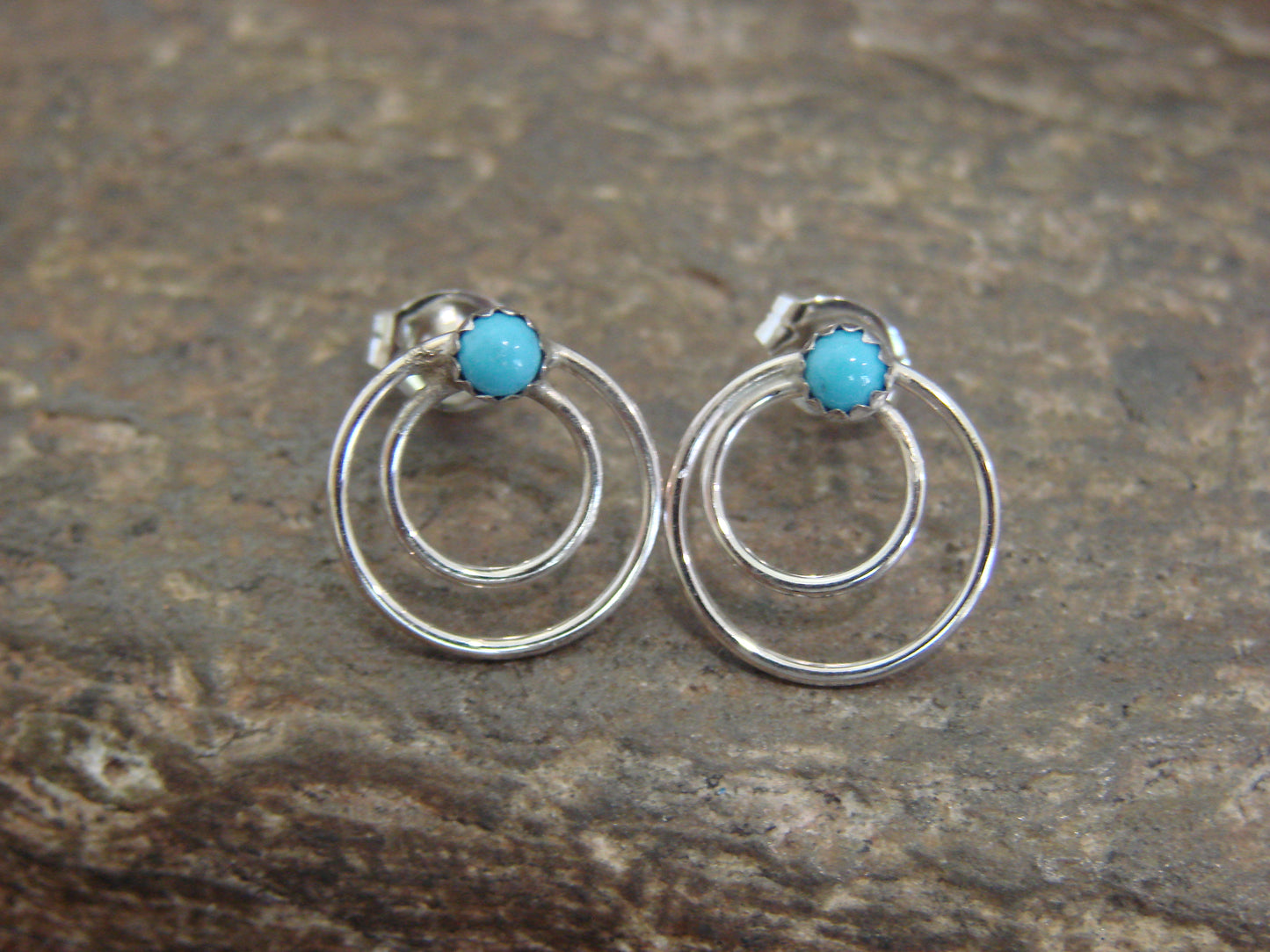 Native American Sterling Silver & Turquoise Post Earrings - Bitsie