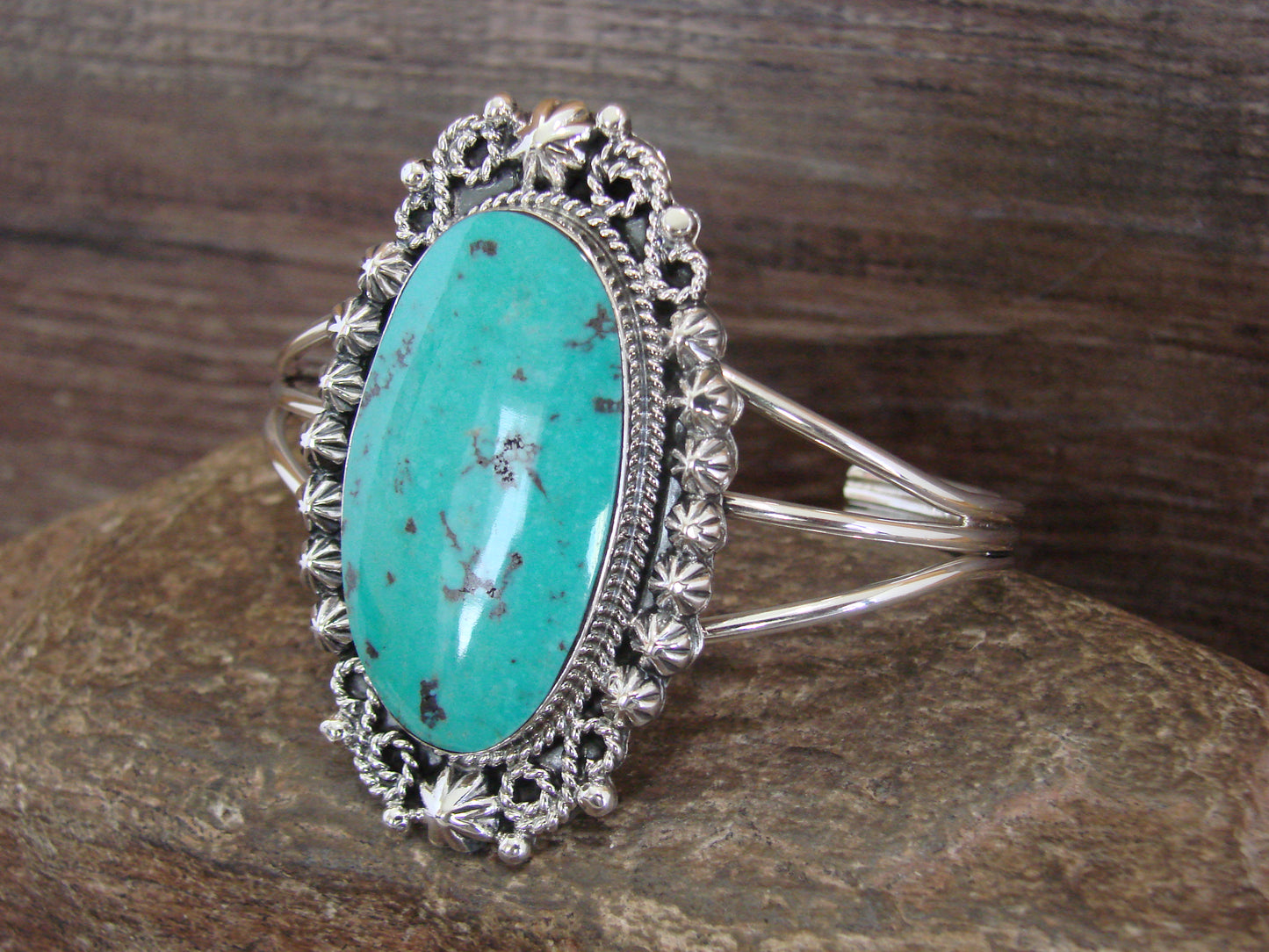 Native American Sterling Silver & Turquoise Bracelet - Cayaditto