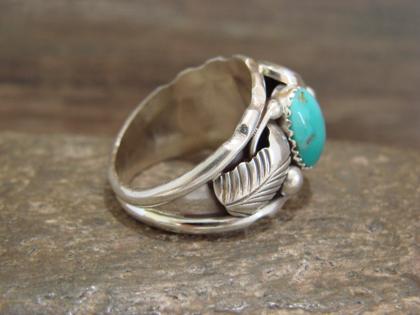 Native American Sterling Silver 2 Stone Turquoise Ring by Calladitto - Size 10.5