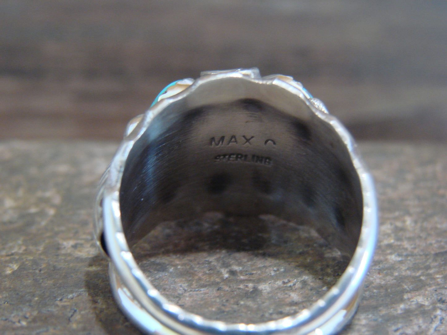 Native American Sterling Silver 2 Stone Turquoise Ring by Calladitto - Size 10.5