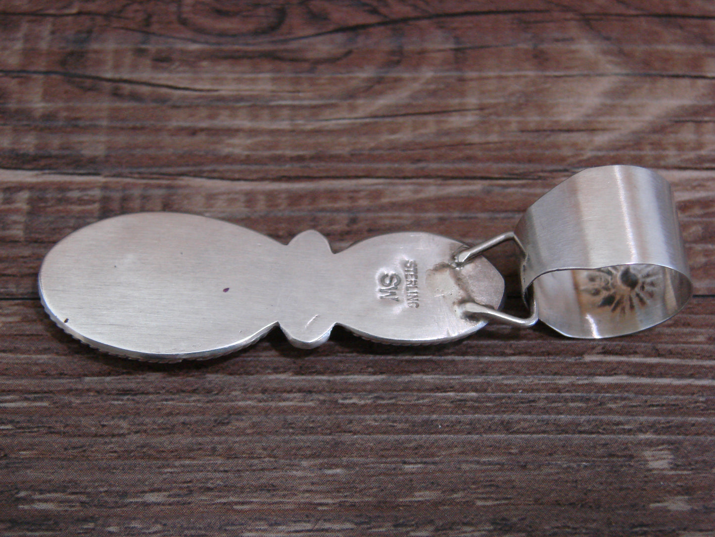 Native American Sterling Silver Turquoise & Spiny Oyster Pendant by Warner