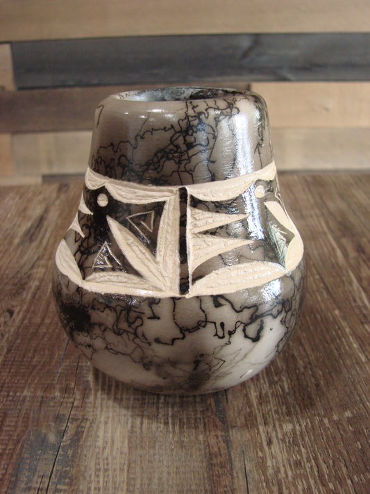 Small Native American Navajo Indian Horse Hair Pottery by Vail
