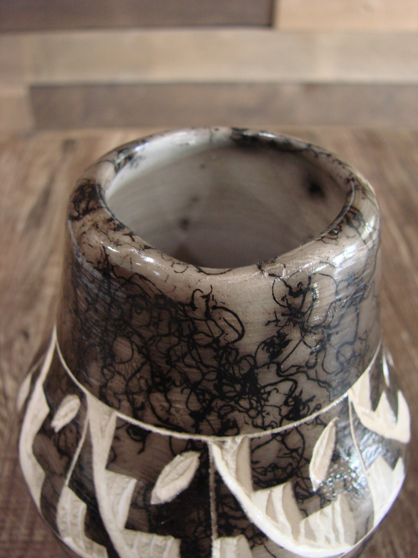 Small Native American Navajo Indian Horse Hair Pottery by Vail