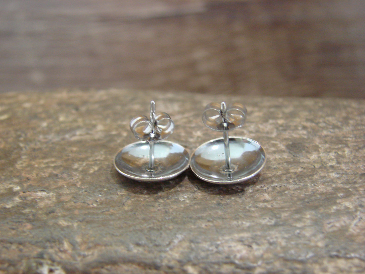 Native American Sterling Silver Concho Post Stud Earrings by Yazzie