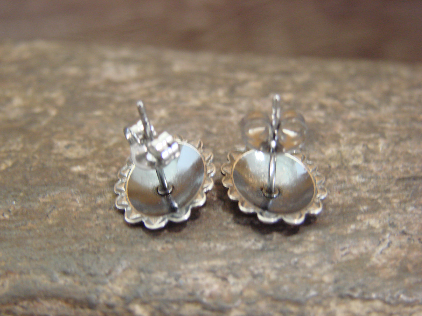 Native American Sterling Silver Concho Post Stud Earrings by Yazzie