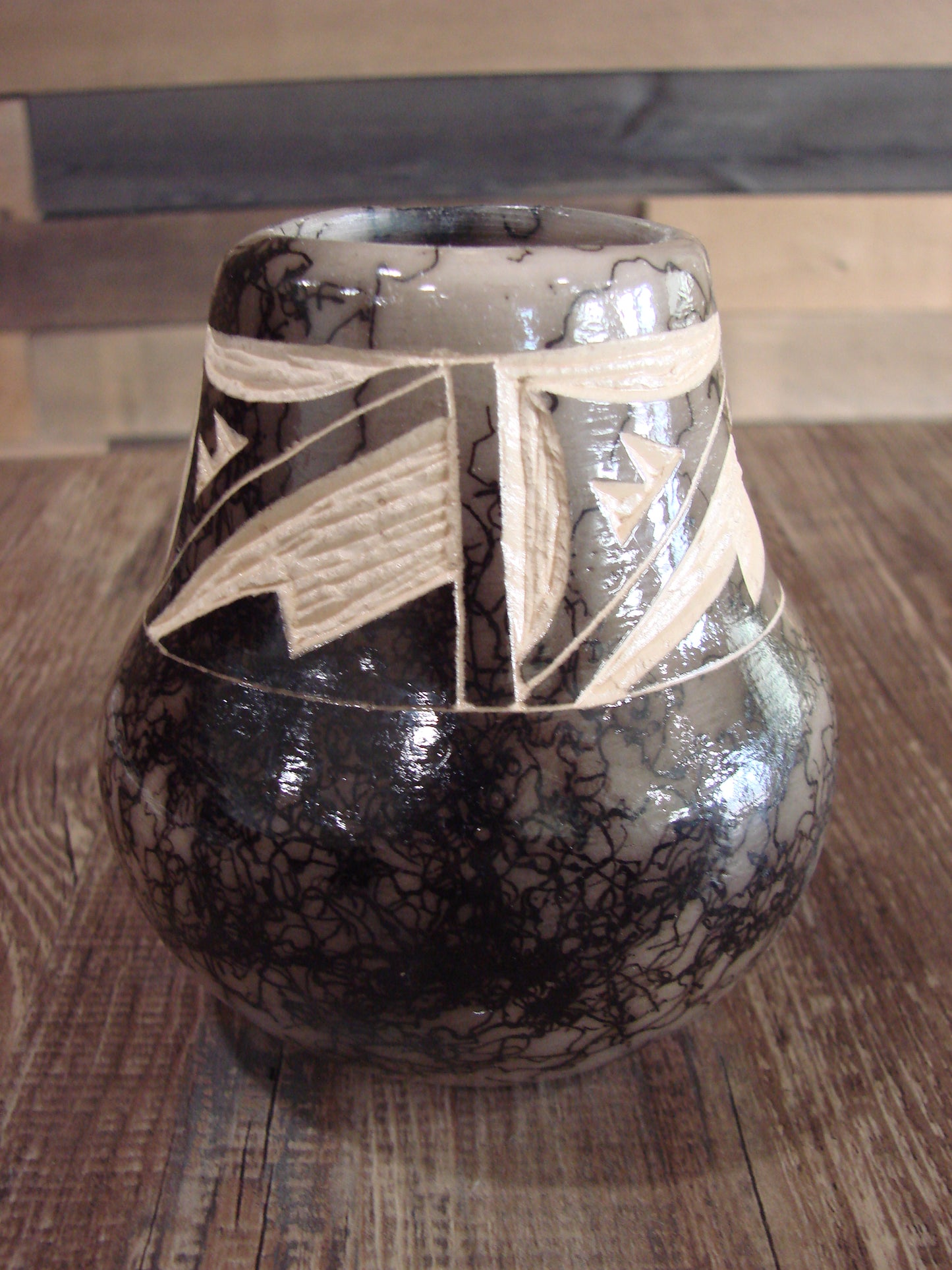 Small Native American Navajo Indian Horse Hair Pottery by Vail