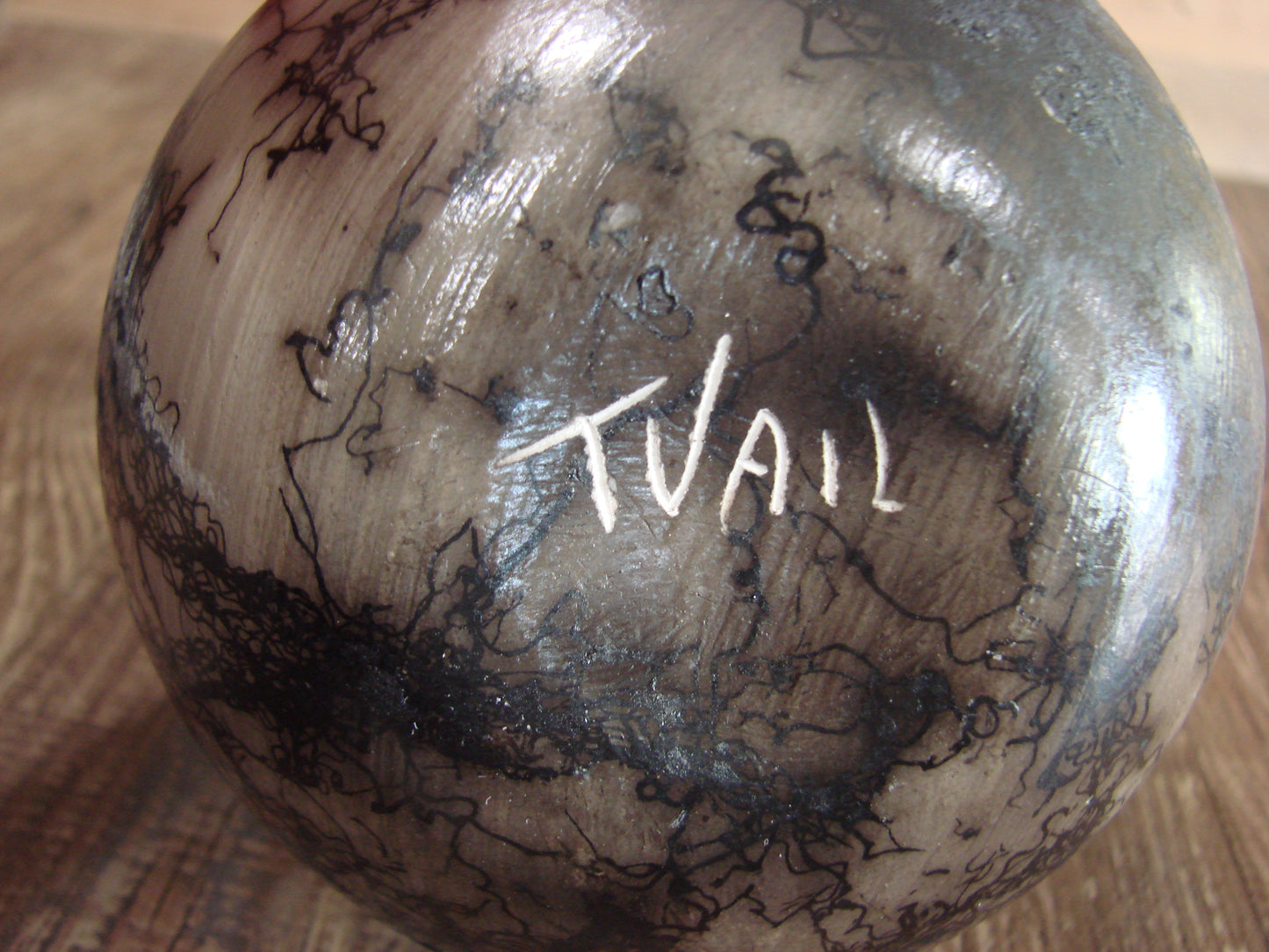 Small Native American Navajo Indian Horse Hair Pottery by Vail