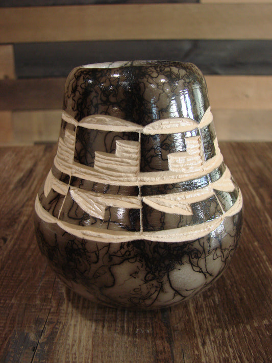 Small Native American Navajo Indian Horse Hair Pottery by Vail