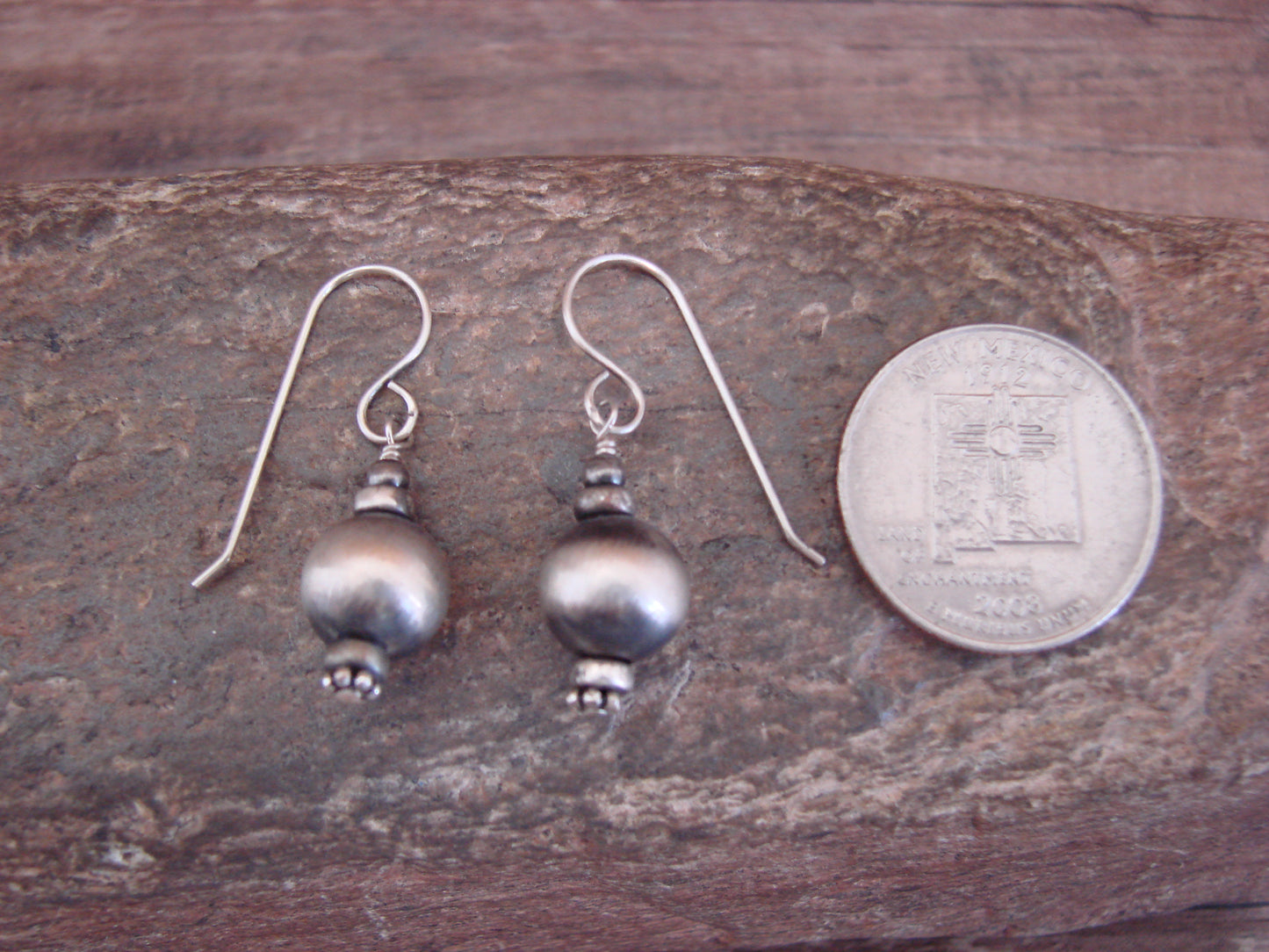 Native American Sterling Silver Navajo Pearl Dangle Earrings by Yazzie