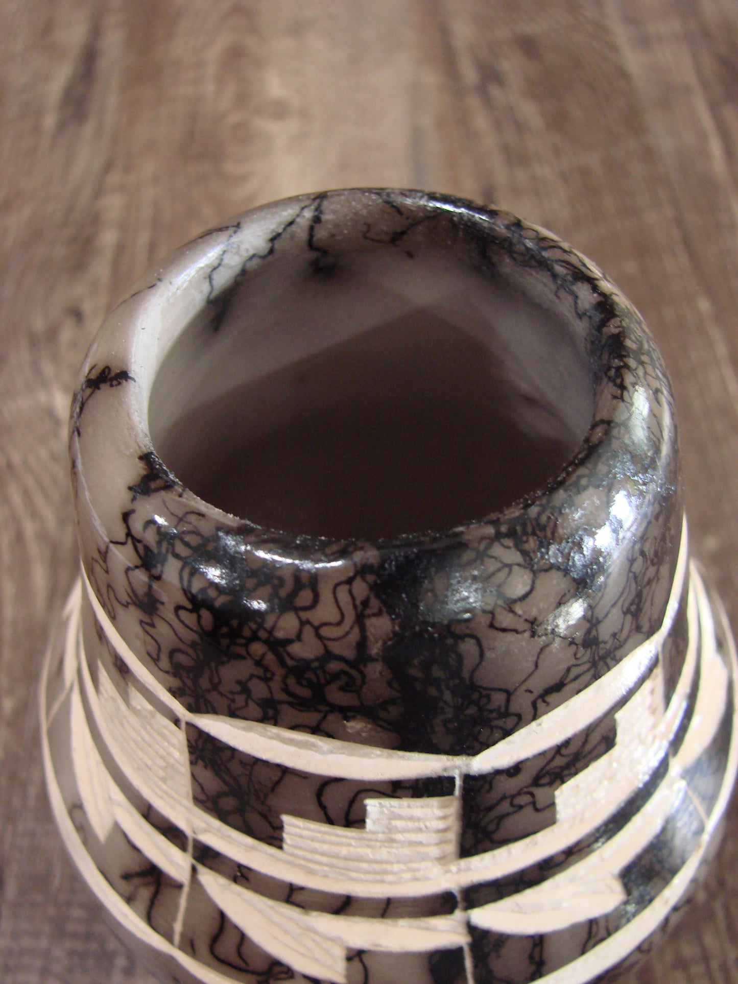 Small Native American Navajo Indian Horse Hair Pottery by Vail